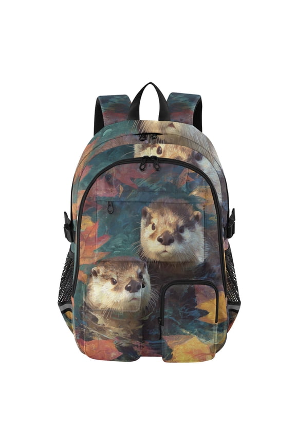 Impressionist Otter Reverie Backpack for School 14Laptop Compatible with Reflective Safety Strips