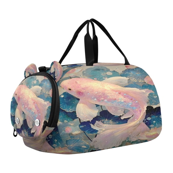 DIXRUYEE Iridescent Fish Scale Duffel Bag With Ventilated Shoe Pocket & Adjustable Strap for Gym, Dance & Travel