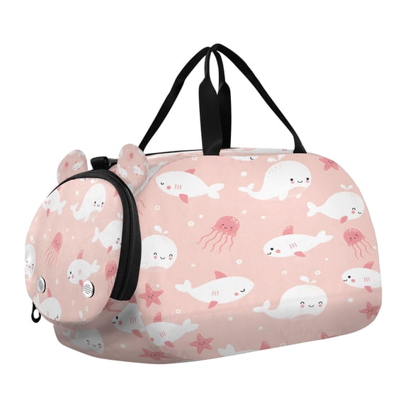 DIXRUYEE Jellyfish Fish Scale Duffel Bag With Ventilated Shoe Pocket & Adjustable Strap for Gym, Dance & Travel