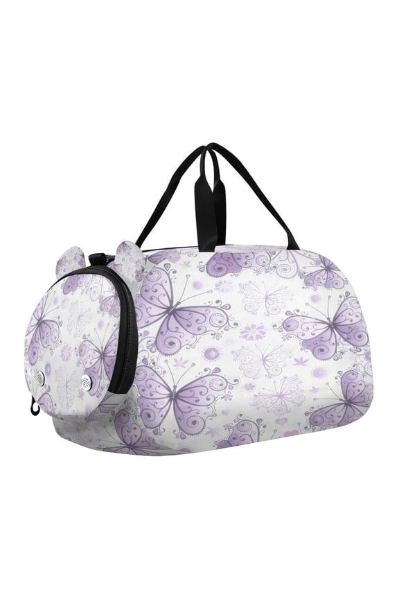 Lavender Dream Butterfly Scale Duffel Bag With Ventilated Shoe Pocket & Adjustable Strap for Gym, Dance & Travel