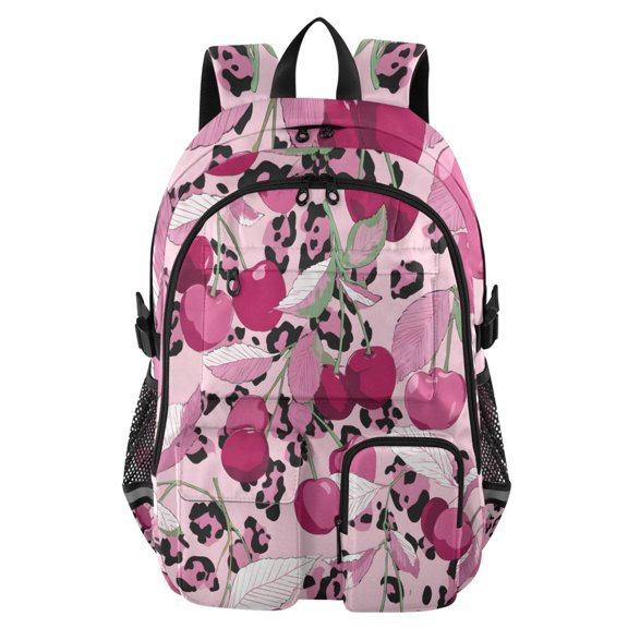 DIXRUYEE Leopard Print Skin Pattern Backpack for School 14Laptop Compatible with Reflective Safety Strips