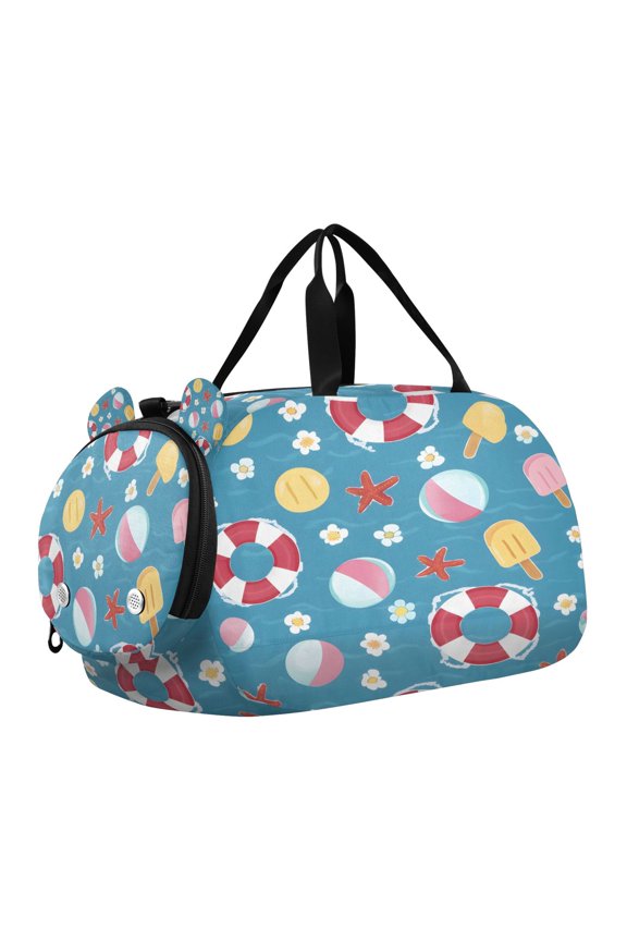 Lifebuoy Pattern Scale Duffel Bag With Ventilated Shoe Pocket & Adjustable Strap for Gym, Dance & Travel
