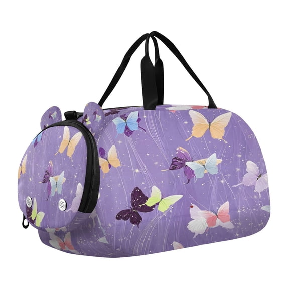 DIXRUYEE Line Butterfly Pattern Scale Duffel Bag With Ventilated Shoe Pocket & Adjustable Strap for Gym, Dance & Travel
