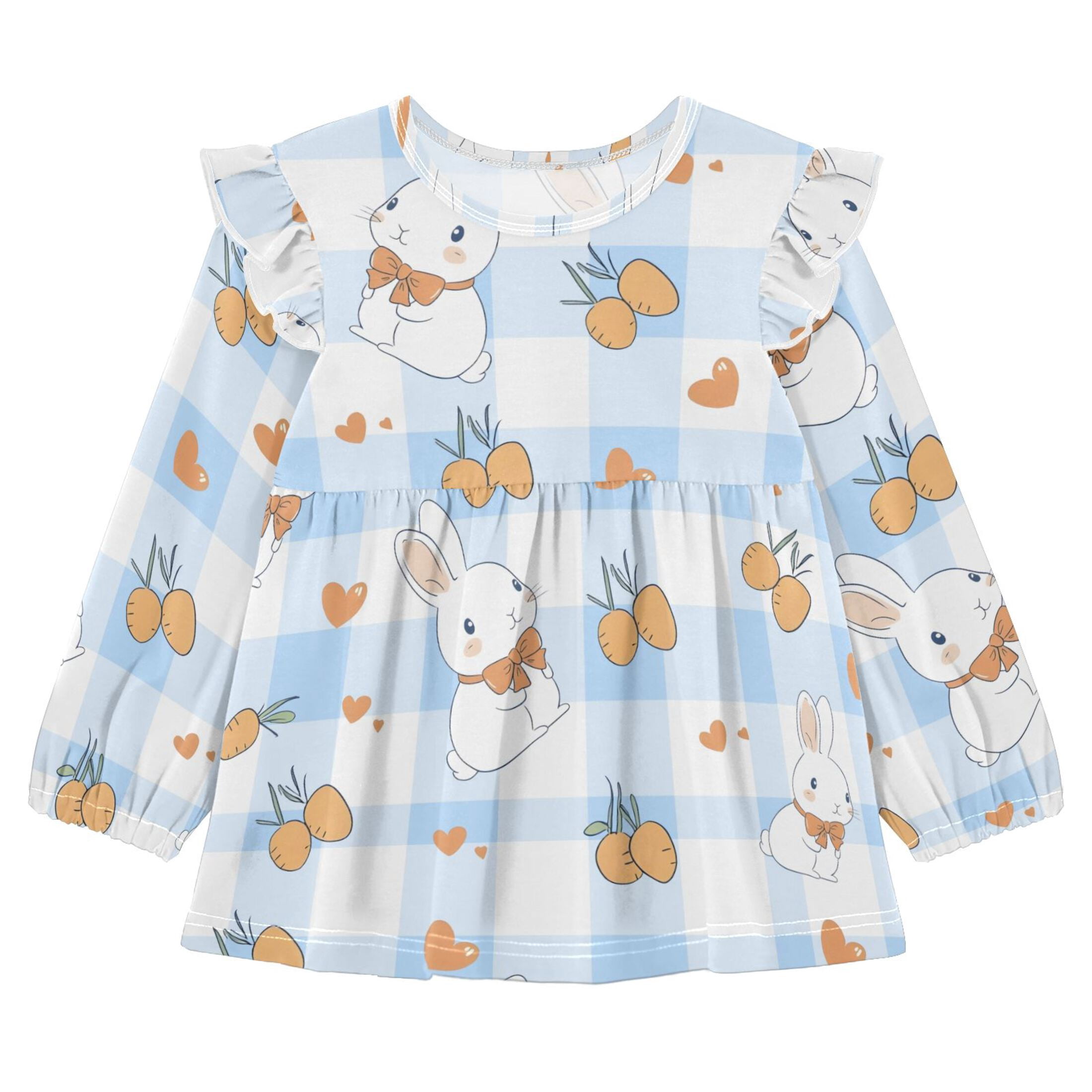 Rabbit Rabbit Clothing Line DIXRUYEE Long Sleeve Ruffle Tunic Dress 95% Cotton Soft A-Line Swing ...
