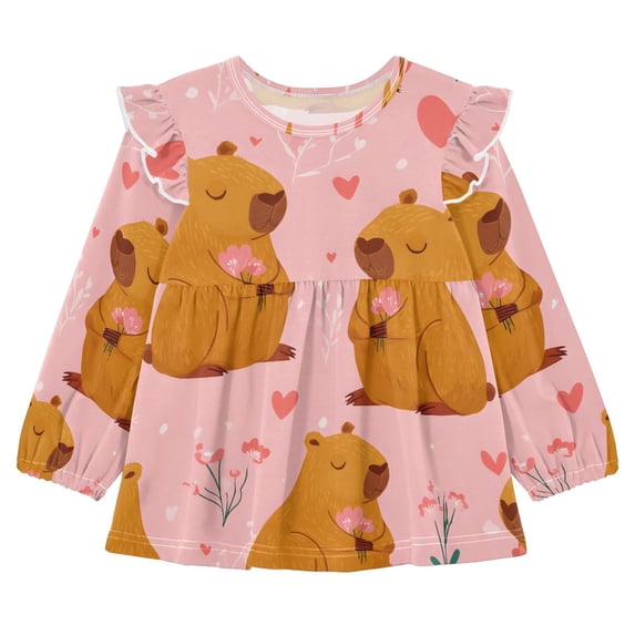 DIXRUYEE Long Sleeve Ruffle Tunic Dress 95% Cotton Soft A-Line Swing ...