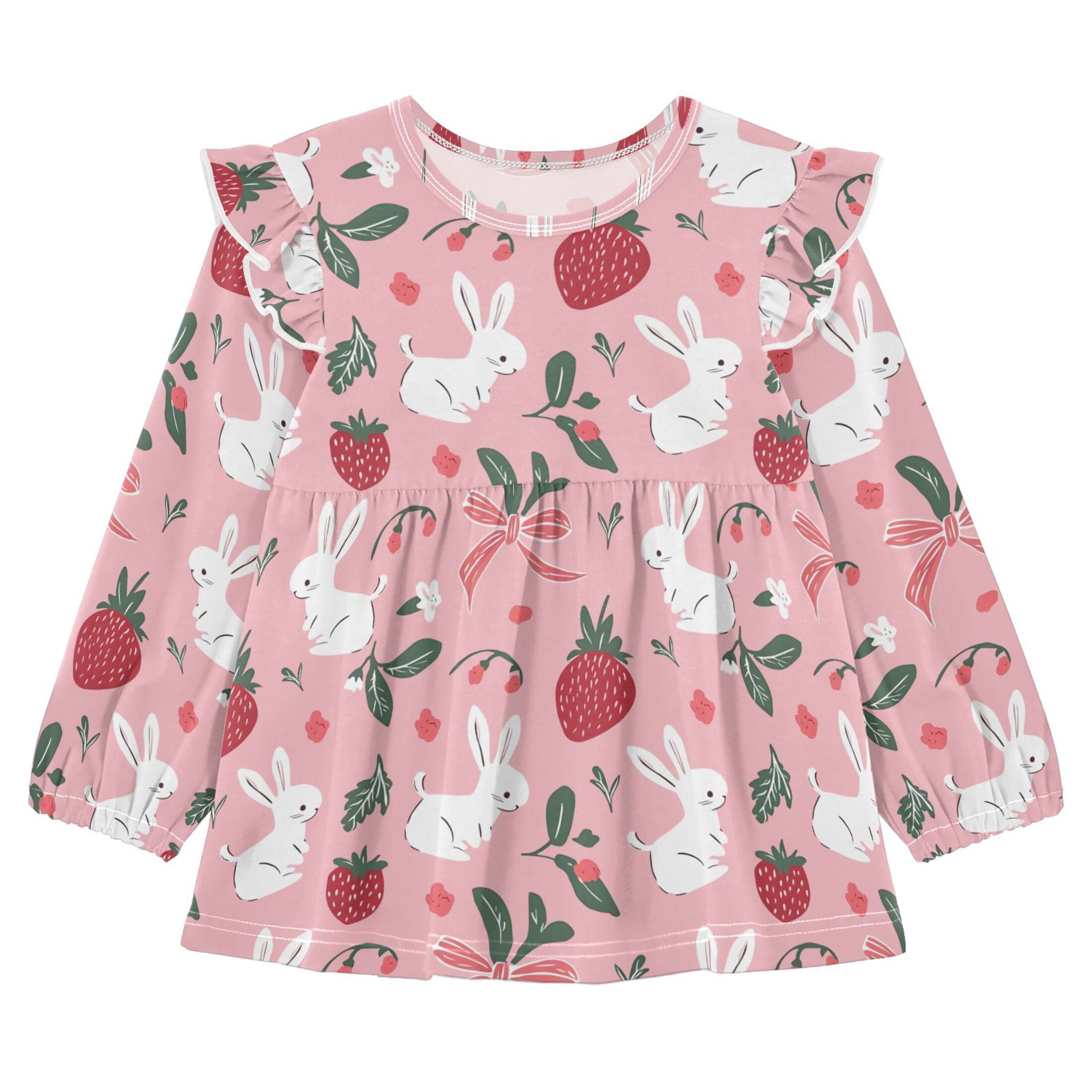 Rabbit Rabbit Clothing Line DIXRUYEE Long Sleeve Ruffle Tunic Dress 95% Cotton Soft A-Line Swing ...