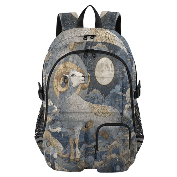 DIXRUYEE Lunar Silver Ram Backpack for School 14Laptop Compatible with Reflective Safety Strips