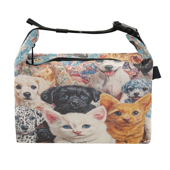DIXRUYEE Lunch Bag Double Deck Lunch Cooler Box Fashion Adorable Companions Pattern
