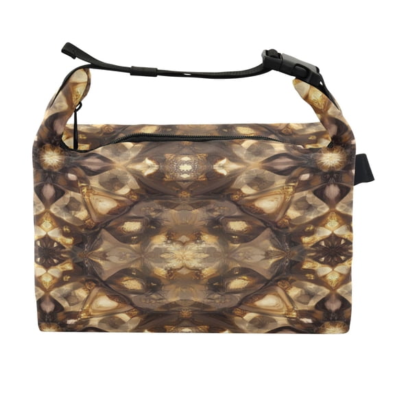 DIXRUYEE Lunch Bag Double Deck Lunch Cooler Box Fashion Amber Mosaic Pattern