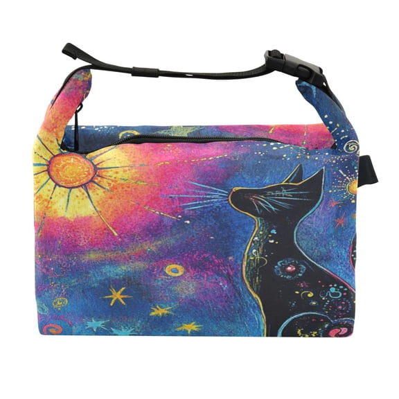 DIXRUYEE Lunch Bag Double Deck Lunch Cooler Box Fashion Astral Observer Pattern