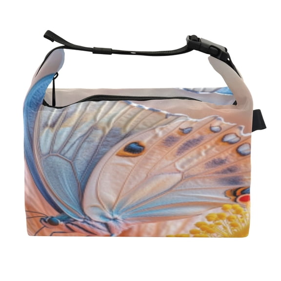 DIXRUYEE Lunch Bag Double Deck Lunch Cooler Box Fashion Azure Whisper on A Bloom Pattern