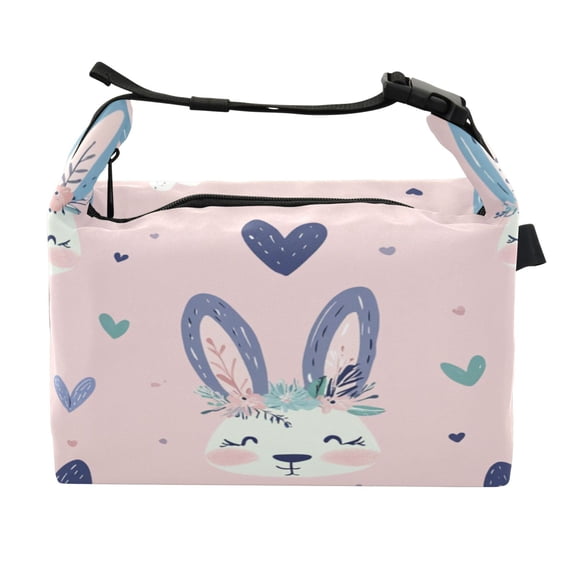 DIXRUYEE Lunch Bag Double Deck Lunch Cooler Box Fashion Bunny Blossoms Pattern