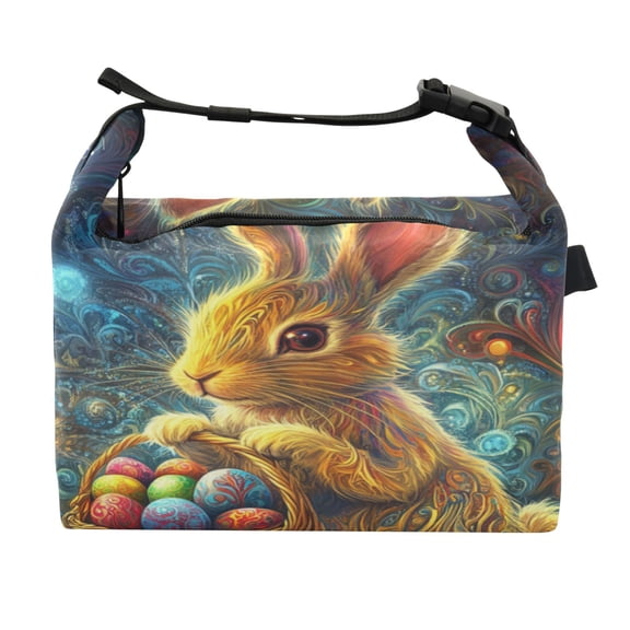 DIXRUYEE Lunch Bag Double Deck Lunch Cooler Box Fashion Bunny with Eggs Pattern