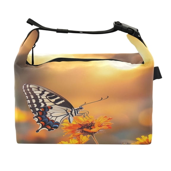 DIXRUYEE Lunch Bag Double Deck Lunch Cooler Box Fashion Butterfly Serenade Pattern