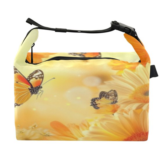 DIXRUYEE Lunch Bag Double Deck Lunch Cooler Box Fashion Butterfly Serenade Pattern