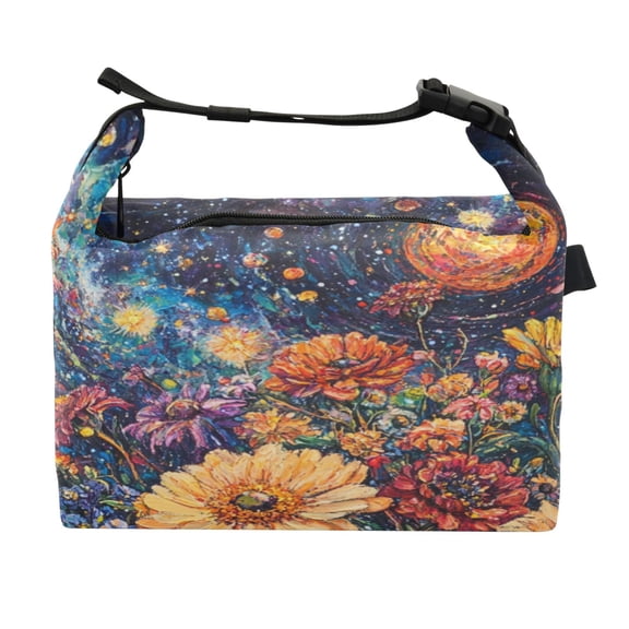 DIXRUYEE Lunch Bag Double Deck Lunch Cooler Box Fashion Celestial Blooms Pattern