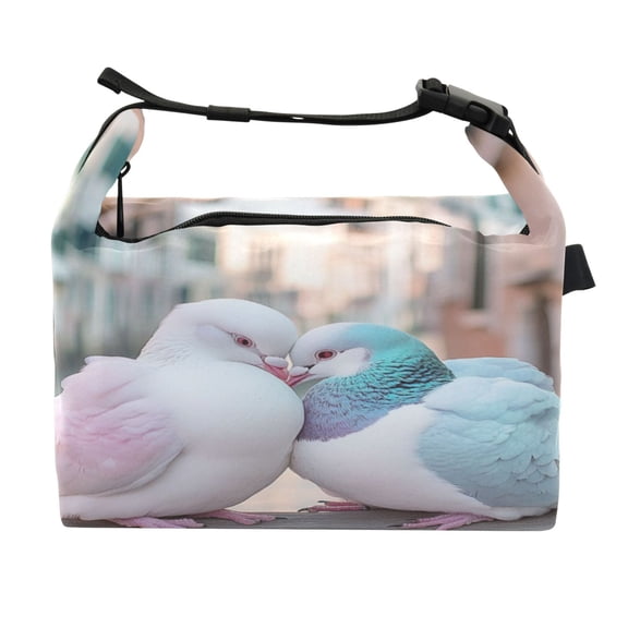 DIXRUYEE Lunch Bag Double Deck Lunch Cooler Box Fashion Charming Doves Pattern