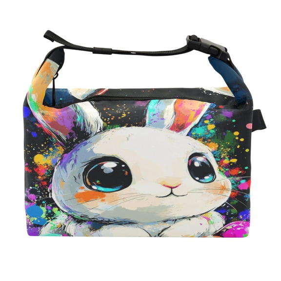 DIXRUYEE Lunch Bag Double Deck Lunch Cooler Box Fashion Colorful Bunny Bliss Pattern