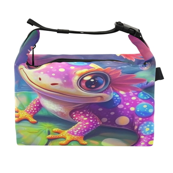 DIXRUYEE Lunch Bag Double Deck Lunch Cooler Box Fashion Colorful Frog Pattern
