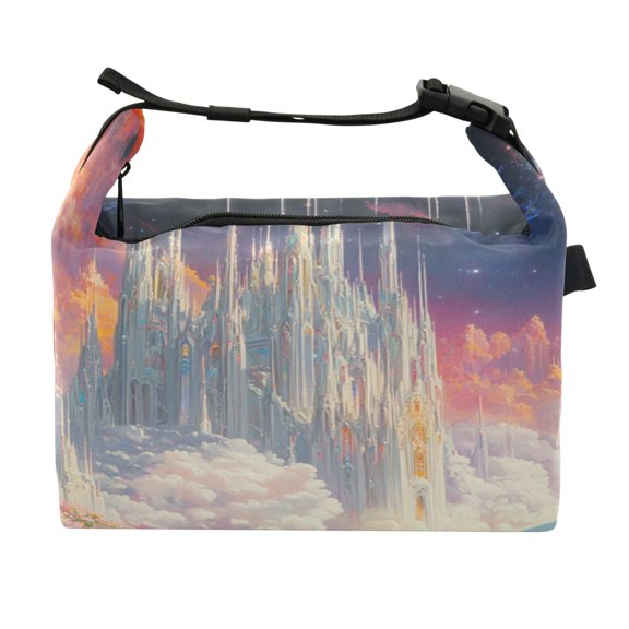 DIXRUYEE Lunch Bag Double Deck Lunch Cooler Box Fashion Colorful Haven Pattern