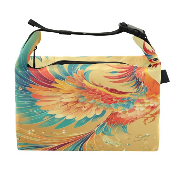 DIXRUYEE Lunch Bag Double Deck Lunch Cooler Box Fashion Colorful Phoenix Pattern