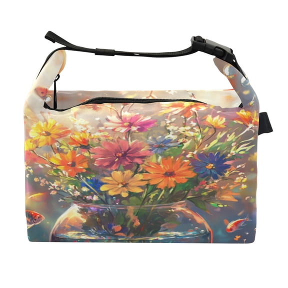 DIXRUYEE Lunch Bag Double Deck Lunch Cooler Box Fashion Colorful Reflections Pattern