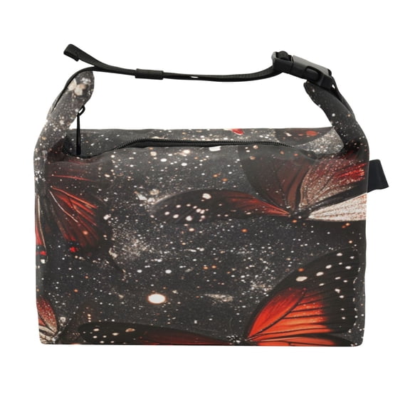 DIXRUYEE Lunch Bag Double Deck Lunch Cooler Box Fashion Cosmic Flight Pattern