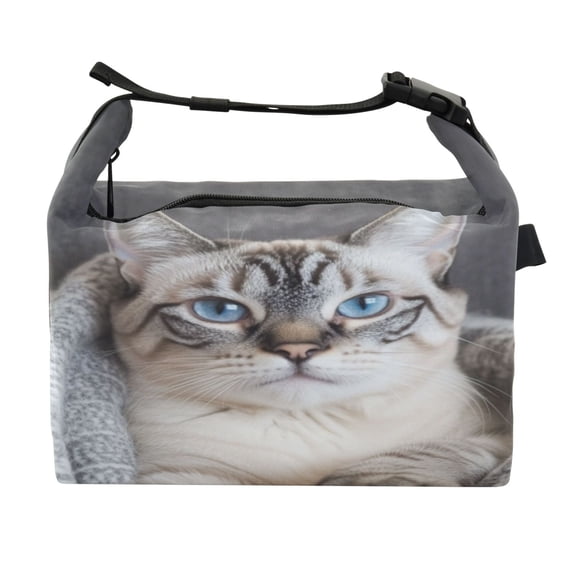 DIXRUYEE Lunch Bag Double Deck Lunch Cooler Box Fashion Cozy Cat Cuddle Pattern