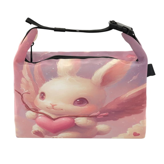DIXRUYEE Lunch Bag Double Deck Lunch Cooler Box Fashion Cupid’s Bunny Pattern