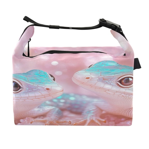 DIXRUYEE Lunch Bag Double Deck Lunch Cooler Box Fashion Cute Geckoes Pattern