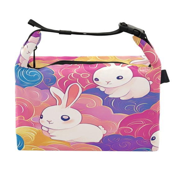 DIXRUYEE Lunch Bag Double Deck Lunch Cooler Box Fashion Cute Rabbit Pattern