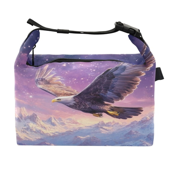 DIXRUYEE Lunch Bag Double Deck Lunch Cooler Box Fashion Eagle's Celestial Flight Pattern