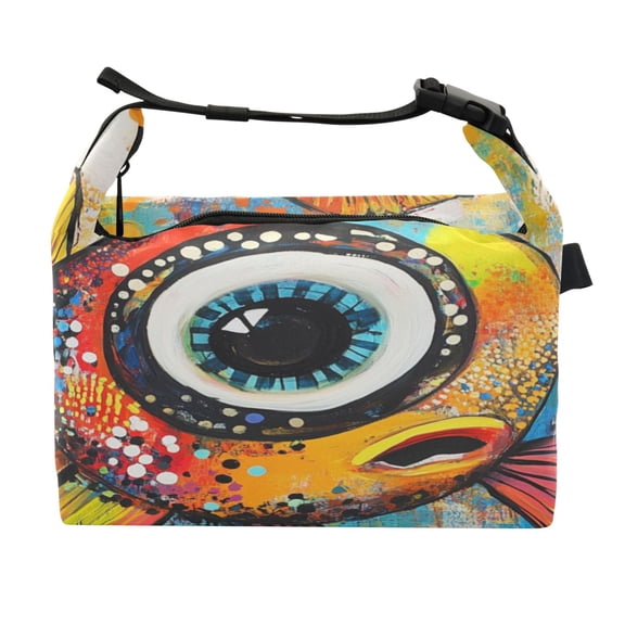 DIXRUYEE Lunch Bag Double Deck Lunch Cooler Box Fashion Eyed Wonder Pattern