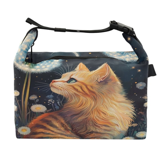 DIXRUYEE Lunch Bag Double Deck Lunch Cooler Box Fashion Feline Wonder Pattern