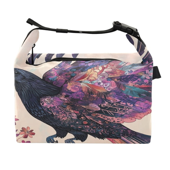 DIXRUYEE Lunch Bag Double Deck Lunch Cooler Box Fashion Floral Flight Pattern