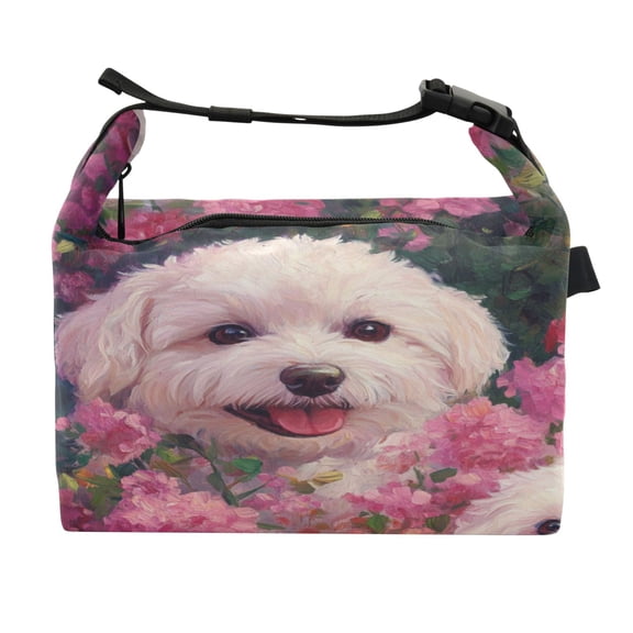 DIXRUYEE Lunch Bag Double Deck Lunch Cooler Box Fashion Floral Furry Friends Pattern