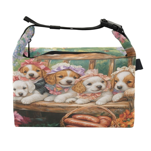 DIXRUYEE Lunch Bag Double Deck Lunch Cooler Box Fashion Flower-festooned Friends Pattern