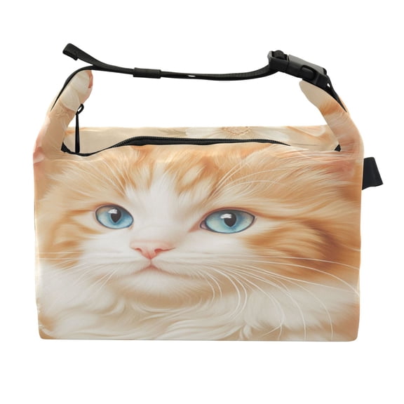DIXRUYEE Lunch Bag Double Deck Lunch Cooler Box Fashion Fluffy Companion with Blooms Pattern