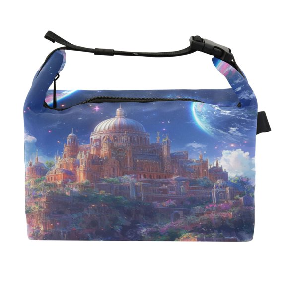 DIXRUYEE Lunch Bag Double Deck Lunch Cooler Box Fashion Galactic Haven Pattern