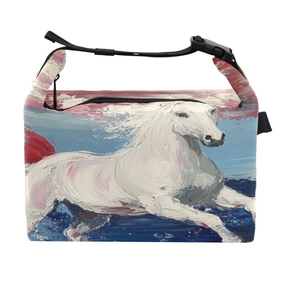 DIXRUYEE Lunch Bag Double Deck Lunch Cooler Box Fashion Galloping Freedom Pattern