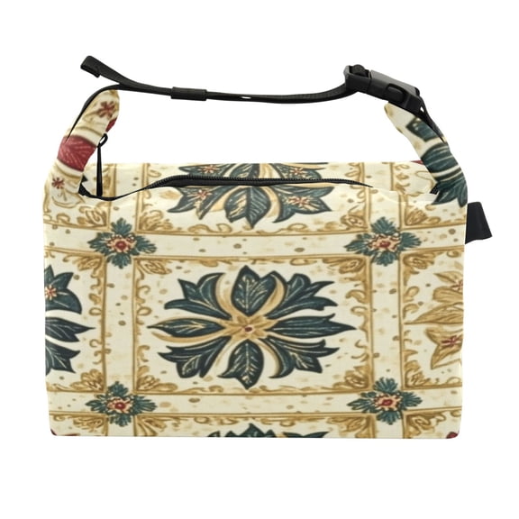 DIXRUYEE Lunch Bag Double Deck Lunch Cooler Box Fashion Golden Garden Blooms Pattern