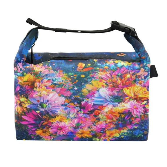 DIXRUYEE Lunch Bag Double Deck Lunch Cooler Box Fashion Heartfelt Blooms Pattern