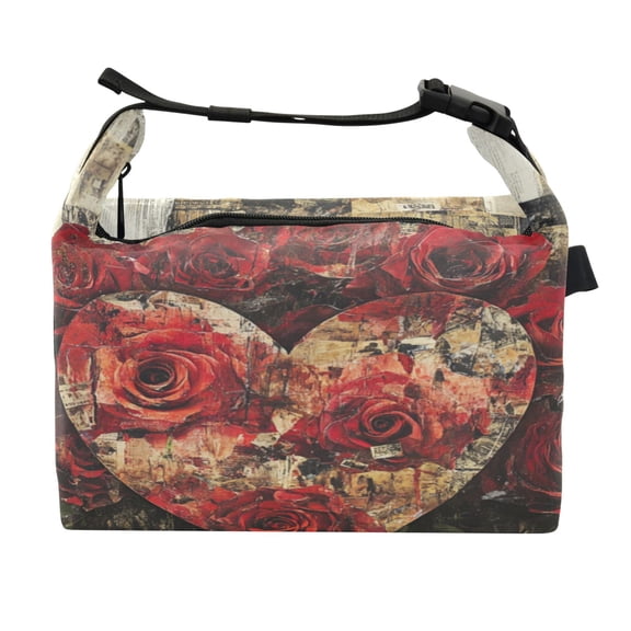 DIXRUYEE Lunch Bag Double Deck Lunch Cooler Box Fashion Heartfelt Blooms Pattern