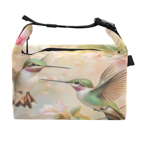 DIXRUYEE Lunch Bag Double Deck Lunch Cooler Box Fashion Hummingbird Serenade Pattern
