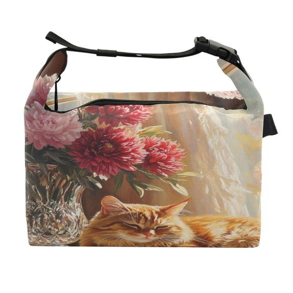DIXRUYEE Lunch Bag Double Deck Lunch Cooler Box Fashion Lazy Afternoon Sunbeam Pattern