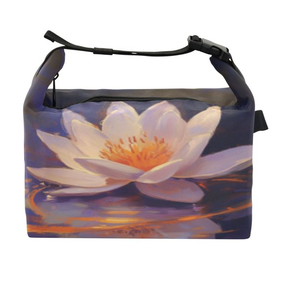 DIXRUYEE Lunch Bag Double Deck Lunch Cooler Box Fashion Lilies in The Moonlight Pattern