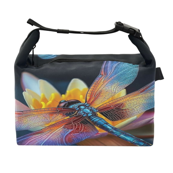 DIXRUYEE Lunch Bag Double Deck Lunch Cooler Box Fashion Luminous Dragonfly Pattern