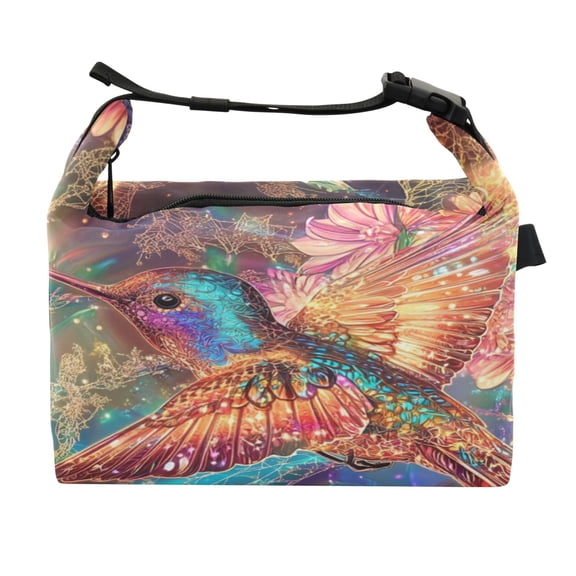 DIXRUYEE Lunch Bag Double Deck Lunch Cooler Box Fashion Luminous Hummingbird Magic Pattern