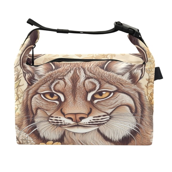 DIXRUYEE Lunch Bag Double Deck Lunch Cooler Box Fashion Lynx Majesty Pattern