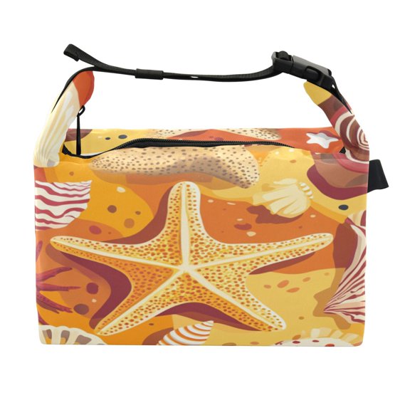 DIXRUYEE Lunch Bag Double Deck Lunch Cooler Box Fashion Midjourney_ffyy4_seashells_starfish_and_sea_anemones_on_the_beach_in_an_or_102c4e76-2b28-4db6-9651-4 Pattern